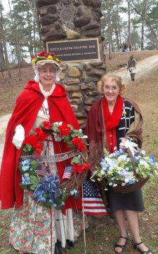 At the foot of War Hill in front of the DAR stone pillar Linda ‎Reed and Brenda Jessel.